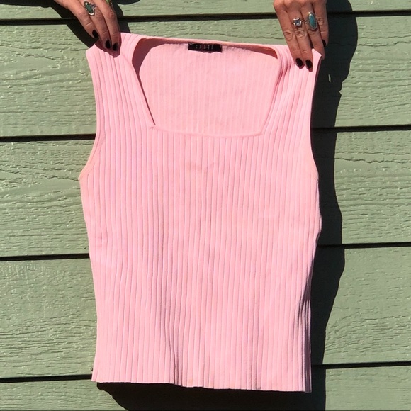 Ribbed pink sweater tank - Picture 2 of 5